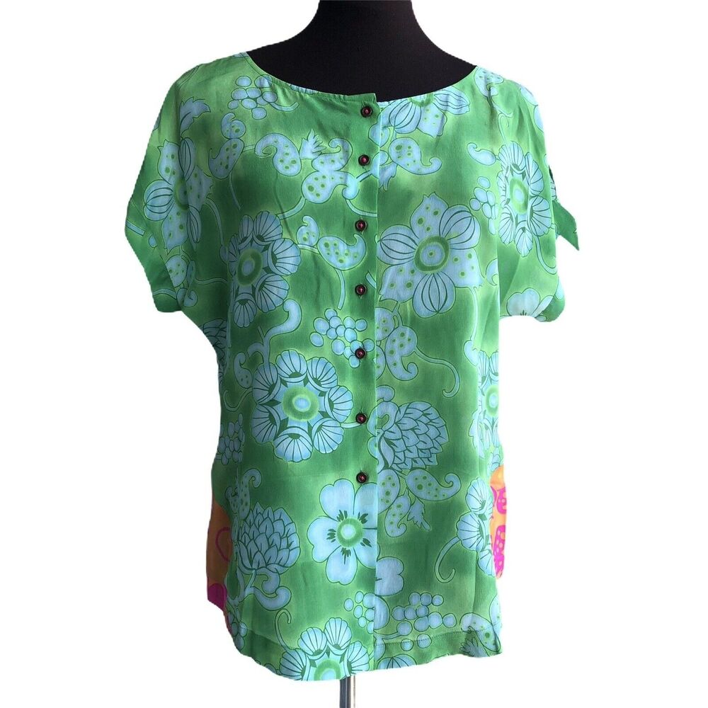 Anthropologie Silk Top Womens Vanessa Virginia Fata Morgana Printed Size 0
